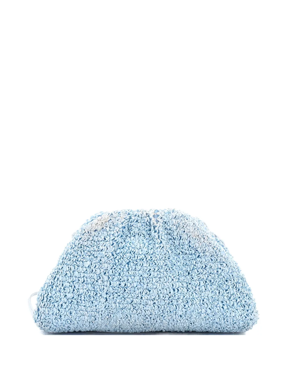 Pre-owned Bottega Veneta The Pouch Curly Raffia Mini Crossbody Bag In Blue