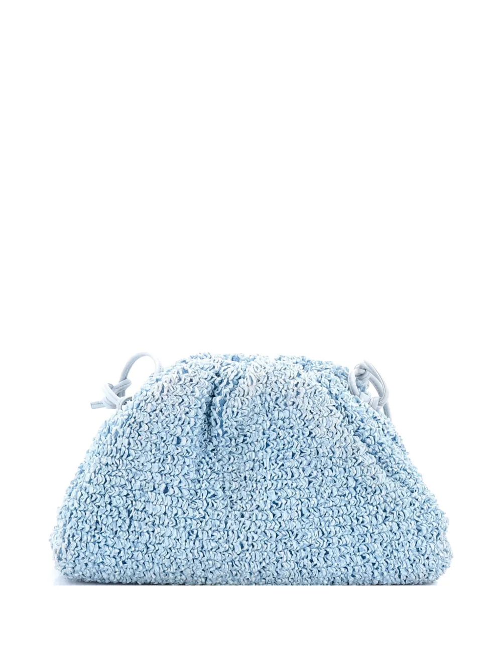 Pre-owned Bottega Veneta The Pouch Curly Raffia Mini Crossbody Bag In Blue