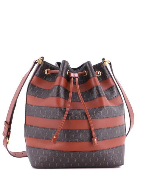 Saint Laurent Pre-Owned Le Monogramme Striped Monogram All Over Coated Canvas and Leather bucket bag