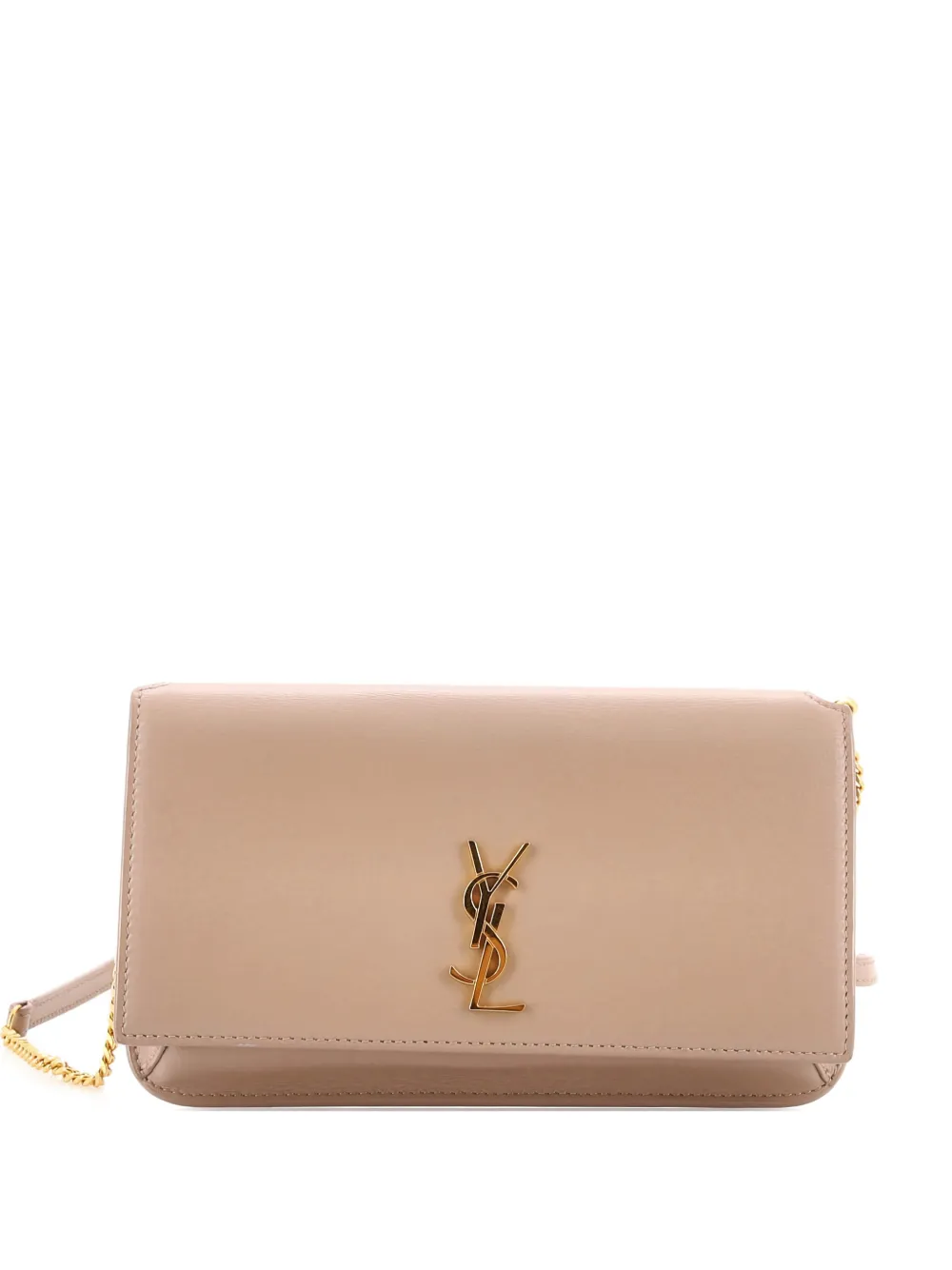 Pre-owned Saint Laurent Classic Monogram Phone Holder Shoulder Bag Leather Crossbody Bag In Neutral