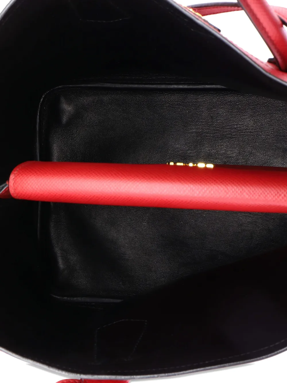 PRADA Pre-owned Cuir Double Saffiano Leather Medium Tote Bag In Red