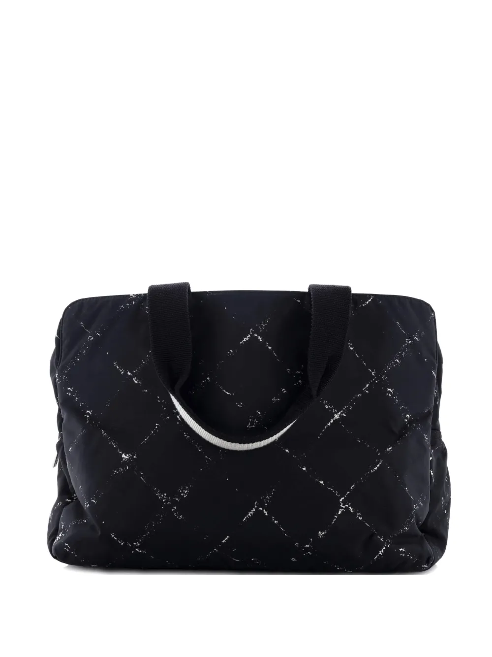 CHANEL Pre-Owned Borsa a spalla Travel Line Boston media in nylon con stampa - Nero