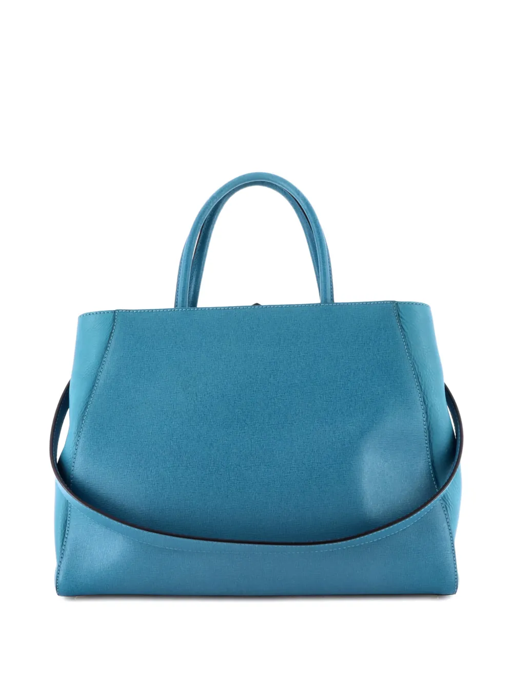 Pre-owned Fendi 2jours Bag Leather Medium Tote Bag In Blue