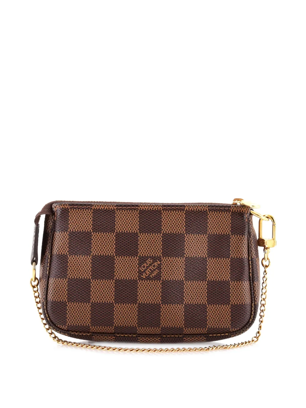 Pre-owned Louis Vuitton Pochette Accessoires Damier Mini Clutch Bag In Brown
