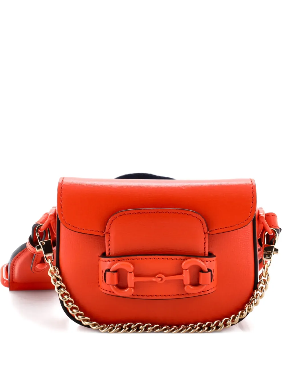 Pre-owned Gucci Horsebit 1955 Flap Wallet With Strap Leather Crossbody Bag In Orange