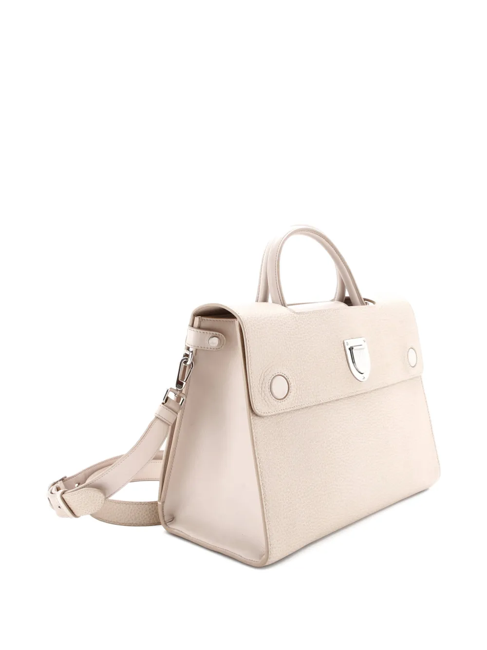 Pre-owned Dior Ever Bag Leather Medium Satchel In Neutral