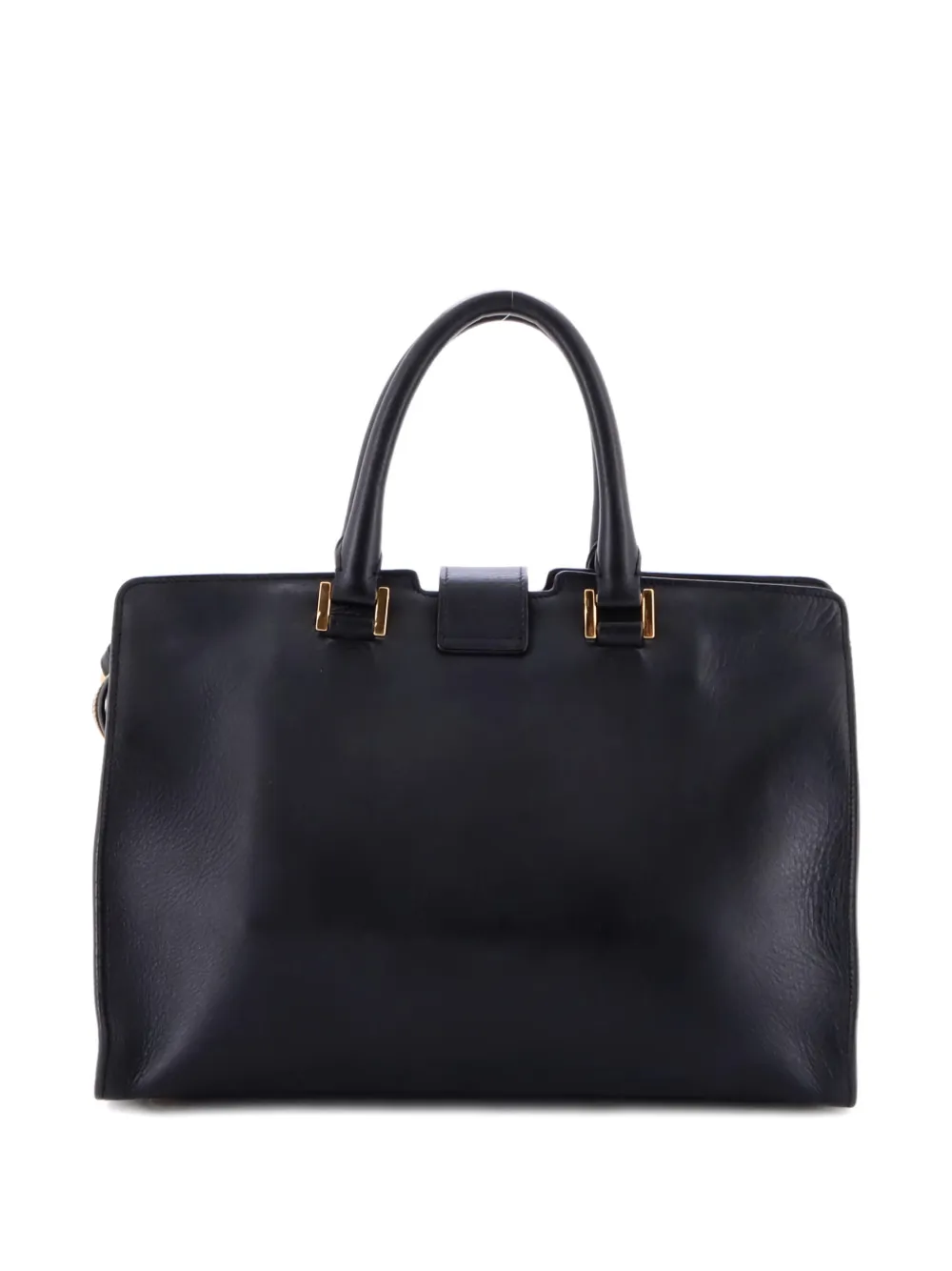 Pre-owned Saint Laurent Classic Y Cabas Leather Small Satchel In Black