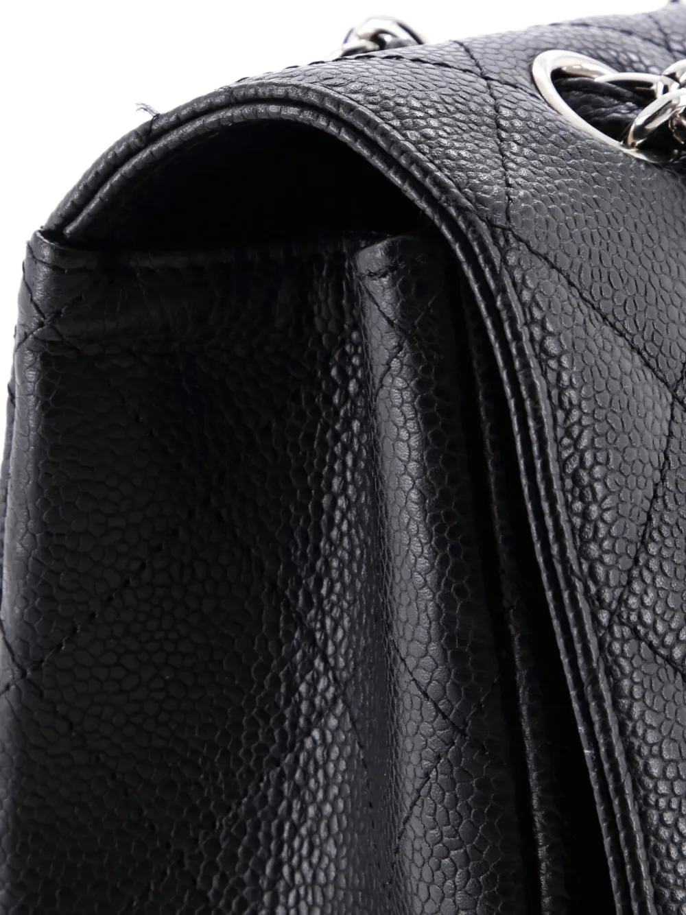 CHANEL Pre-owned Classic Single Flap Bag Quilted Caviar Maxi Shoulder Bag In Black