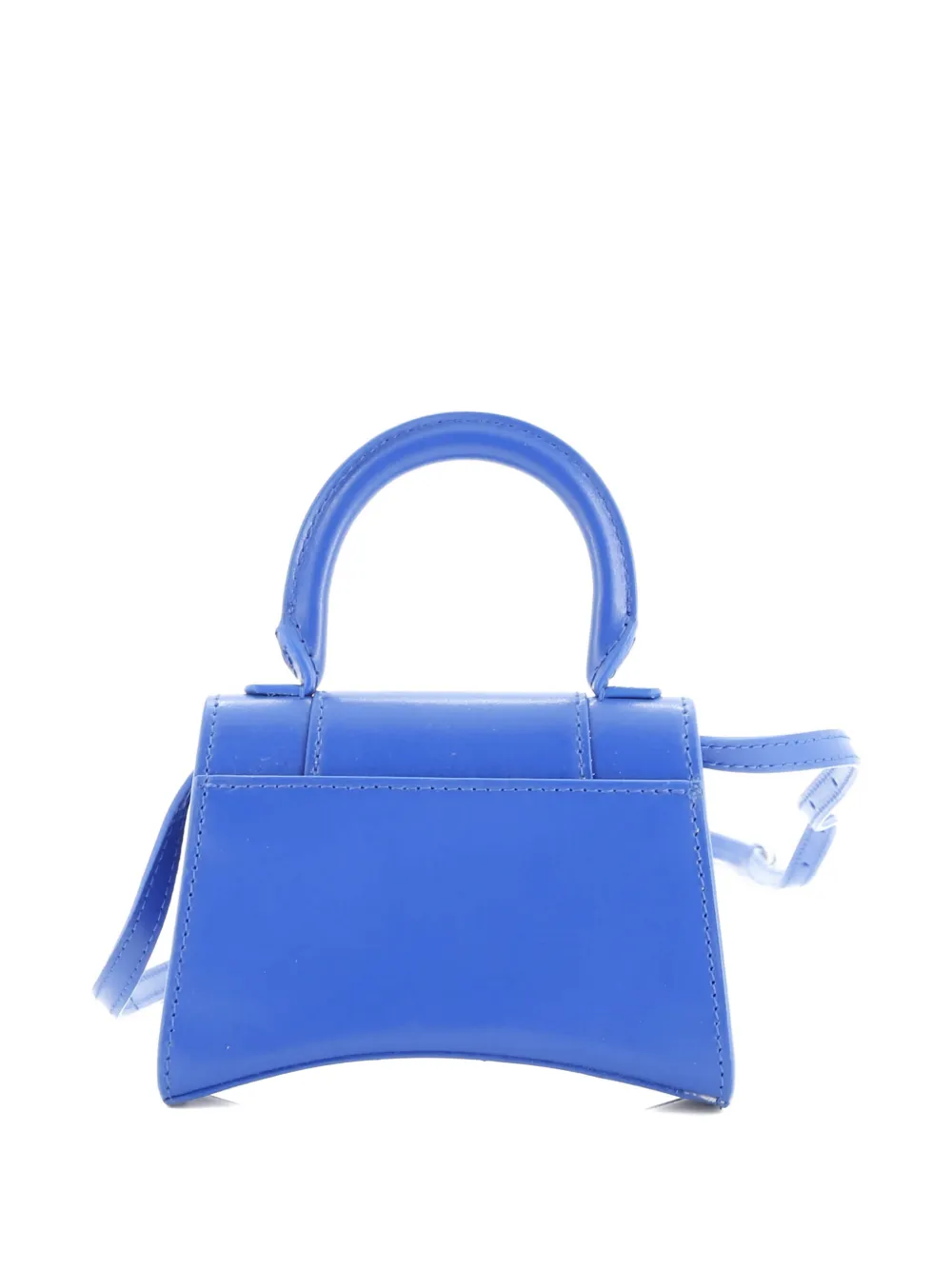 Pre-owned Balenciaga Hourglass Chain Top Handle Bag Leather Mini Satchel In Blue