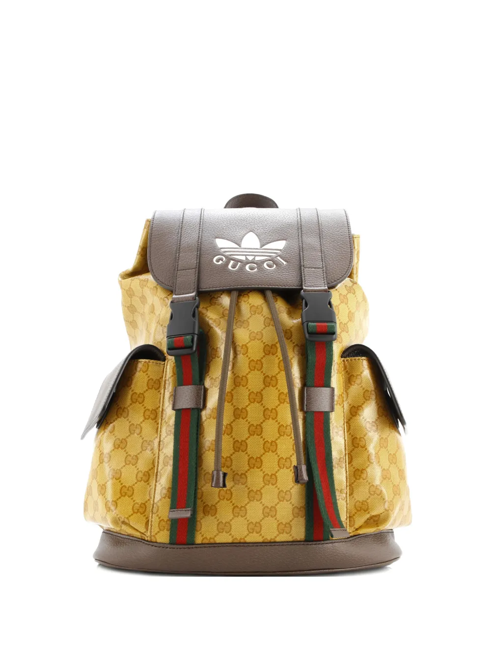 Gucci Pre-Owned x adidas Double Pocket Buckle GG Coated Canvas Medium backpack - Marrone
