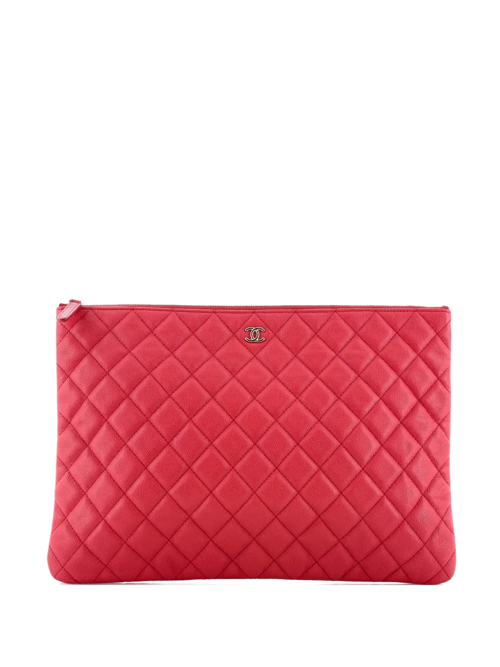 CHANEL Pre-Owned O Case Quilted Caviar Large clutch bag - Rosa