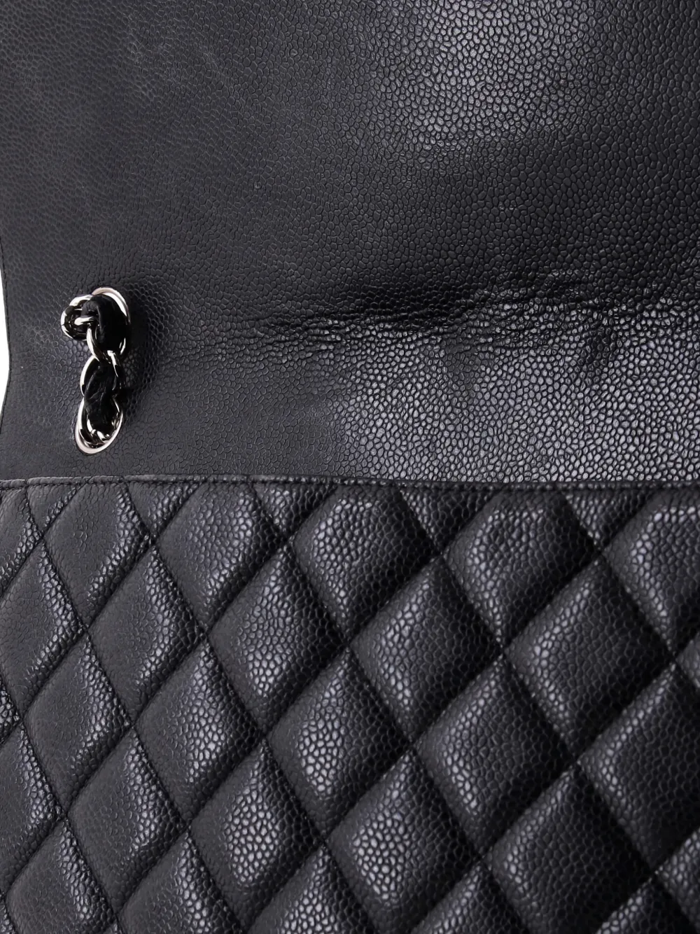 Pre-owned Chanel Classic Single Flap Bag Quilted Caviar Maxi Shoulder Bag In Black