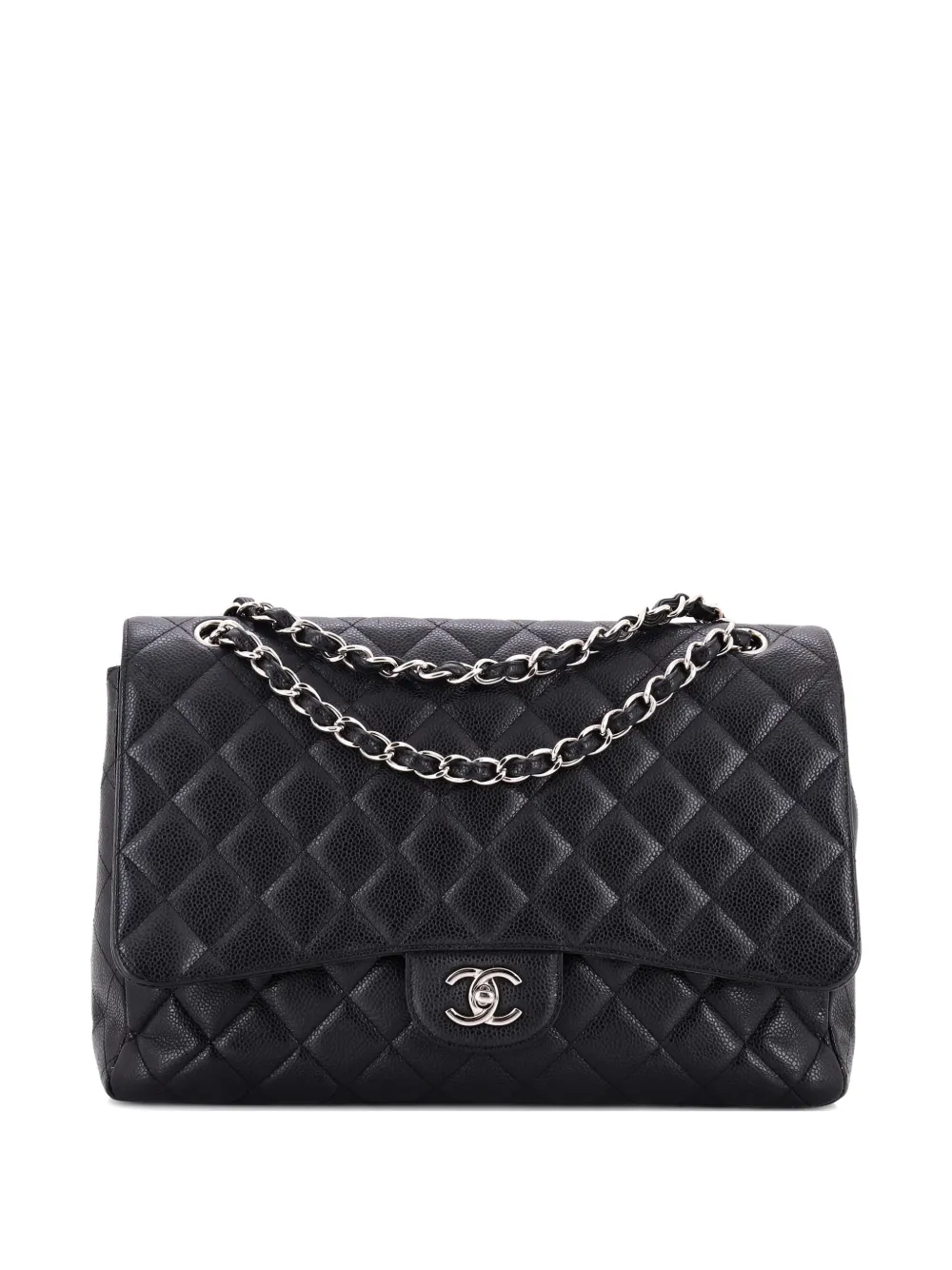CHANEL Pre-Owned Classic Single Flap Bag Quilted Caviar Maxi shoulder bag - Nero