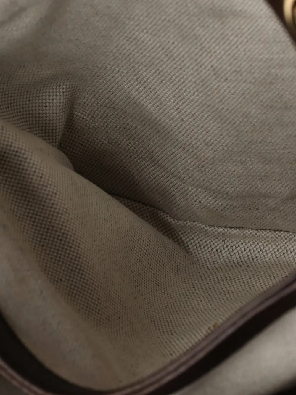 Pre-owned Gucci Blondie Nm Top Handle Bag Gg Coated Canvas Medium Satchel In Brown