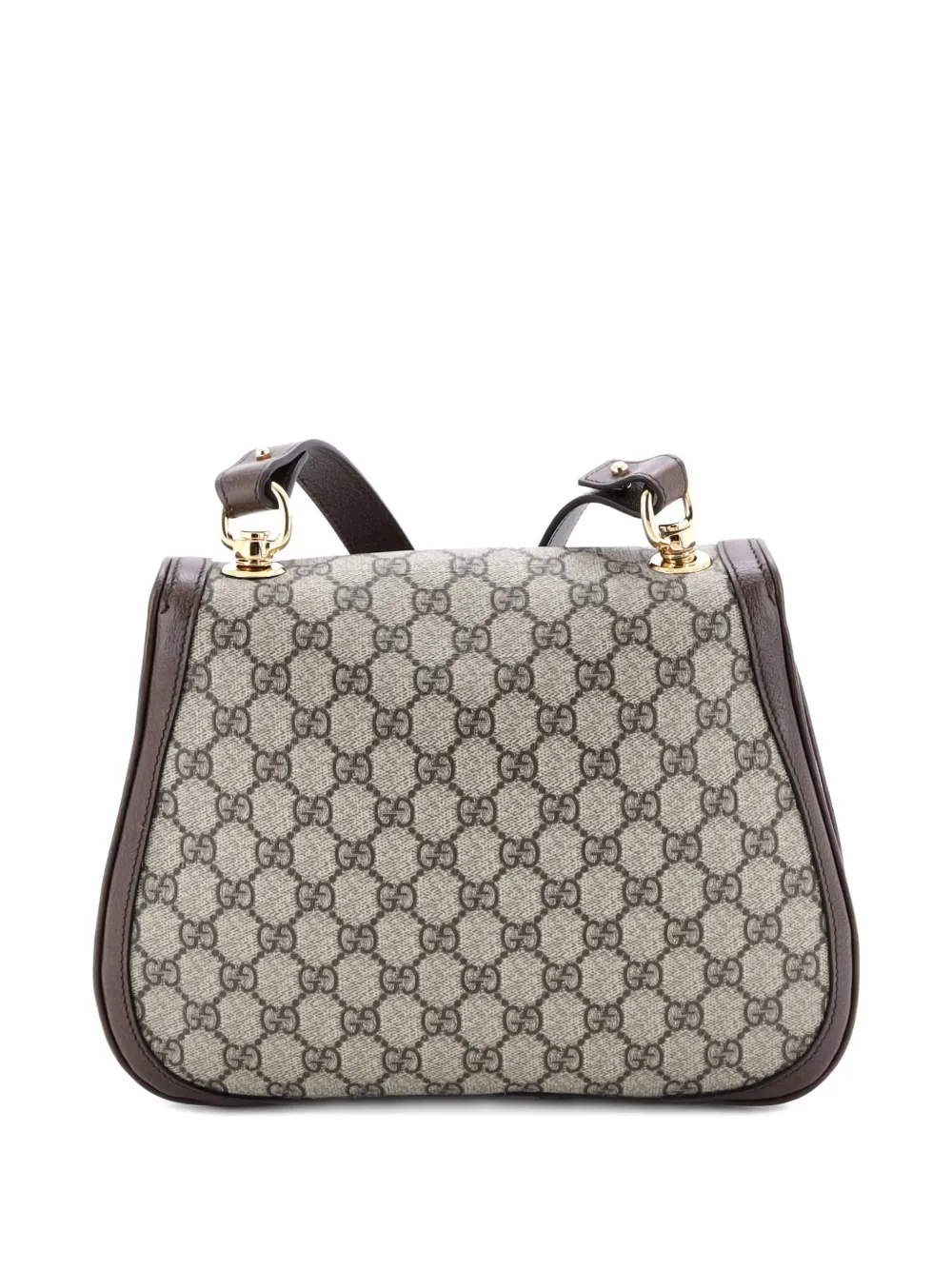 Pre-owned Gucci Blondie Nm Top Handle Bag Gg Coated Canvas Medium Satchel In Brown