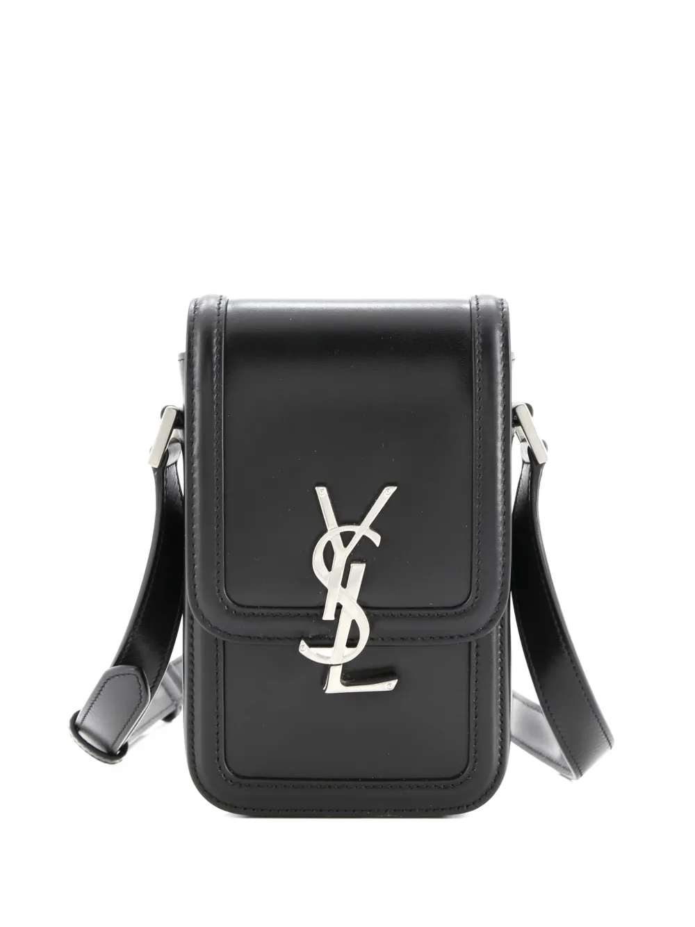 Pre-owned Saint Laurent Solferino Bag Leather Mini Crossbody Bag In Black
