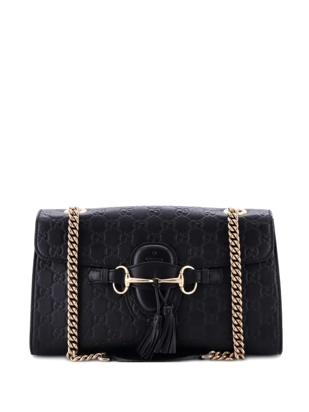 Gucci Pre-Owned Emily Chain Flap Bag Guccissima Leather Medium shoulder bag - Nero