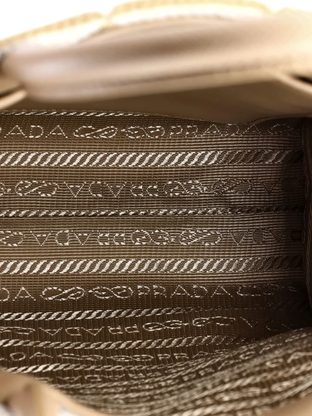 Pre-owned Prada Symbole Shopper Tote Jacquard Mini Crossbody Bag In Neutral