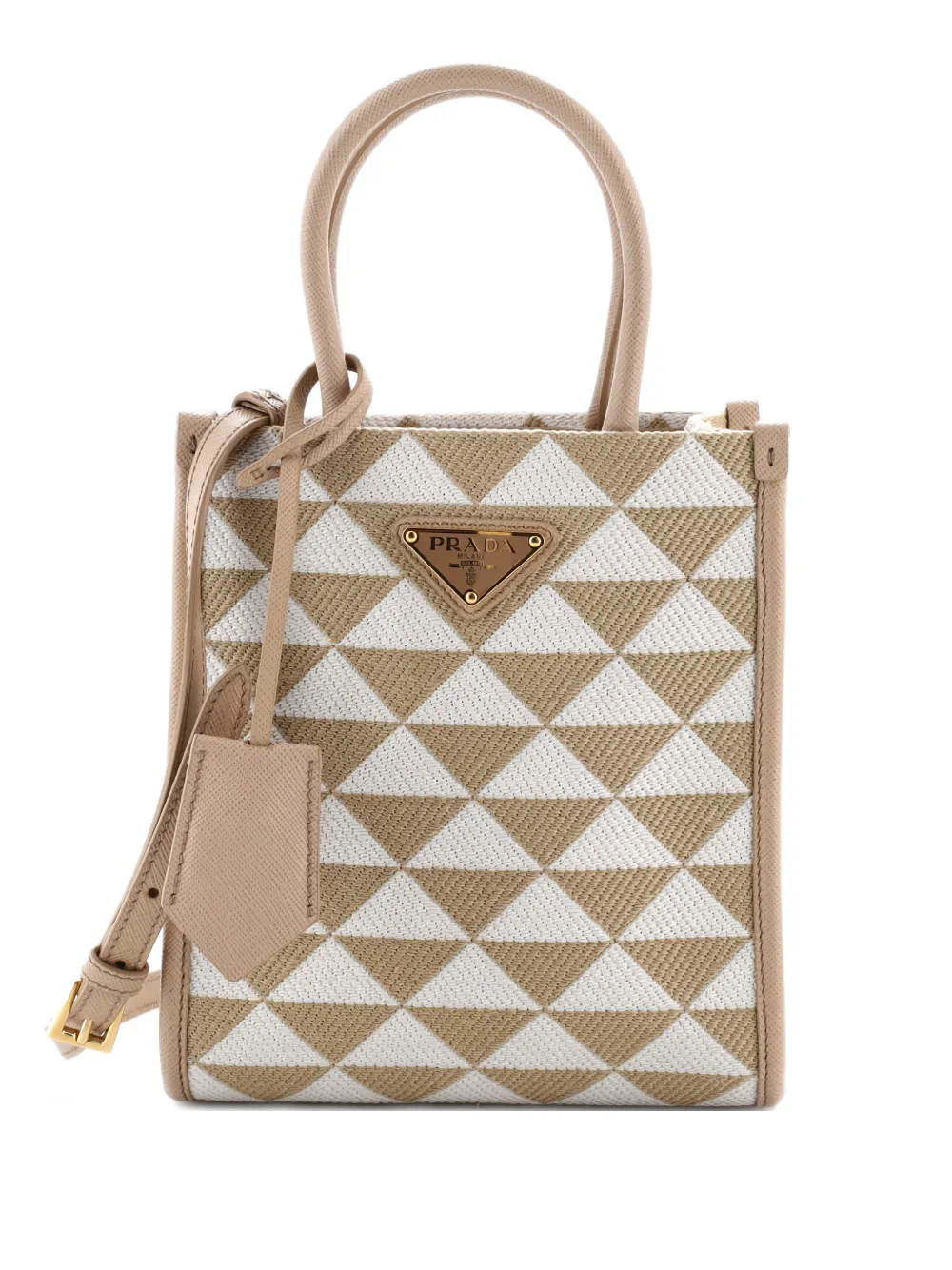 Prada Pre-Owned Symbole Shopper Tote Jacquard Mini crossbody bag - Toni neutri