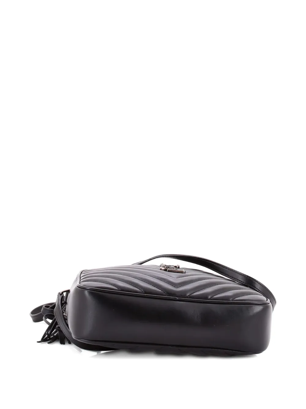 Pre-owned Saint Laurent Lou Camera Bag Matelasse Chevron Leather Small Crossbody Bag In Black