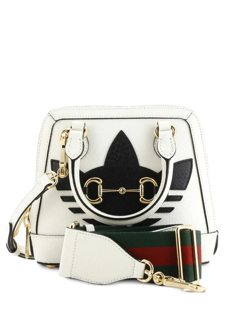 Gucci Pre-Owned x Adidas Horsebit 1955 Top Handle Bag Leather with Applique Mini satchel - Nero