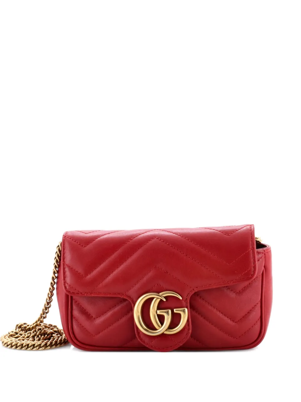 Gucci Pre-Owned GG Marmont Flap Bag Matelasse Leather Super Mini crossbody bag - Rosso