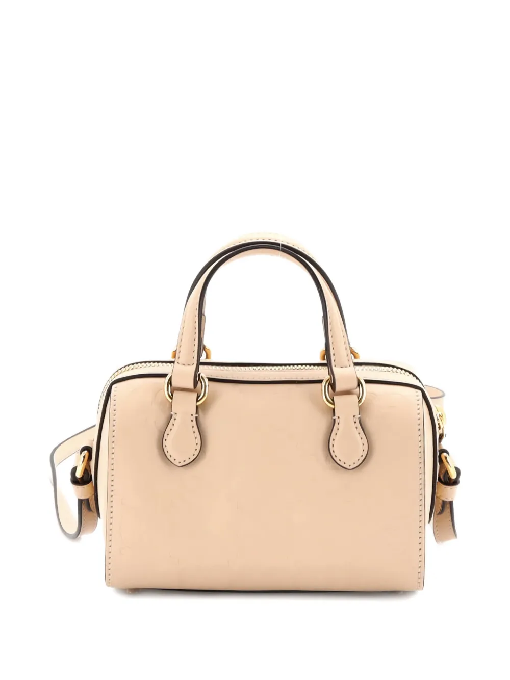 GUCCI Pre-owned Convertible Top Handle Bag Jumbo Gg Embossed Leather Mini Satchel In Neutral