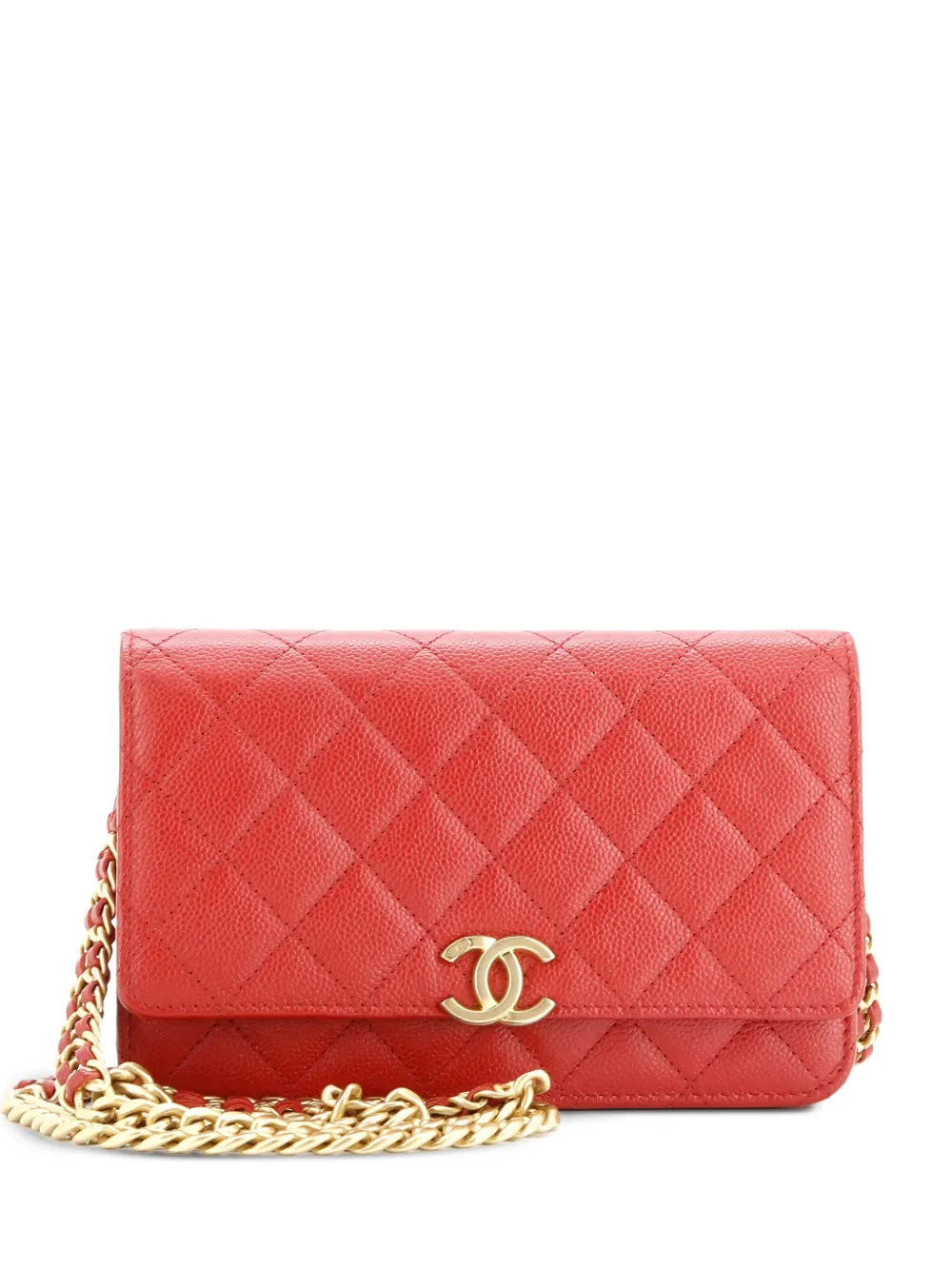 CHANEL Pre-Owned Chain Melody Wallet on Chain Quilted Caviar shoulder bag - Rosso