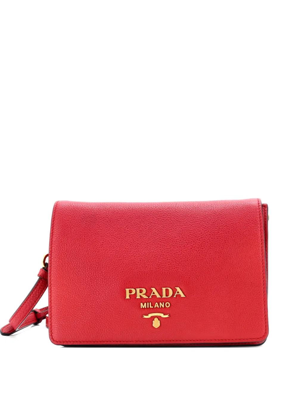 Prada Pre-Owned Dual Strap Flap Vitello Daino Small crossbody bag - Rosso