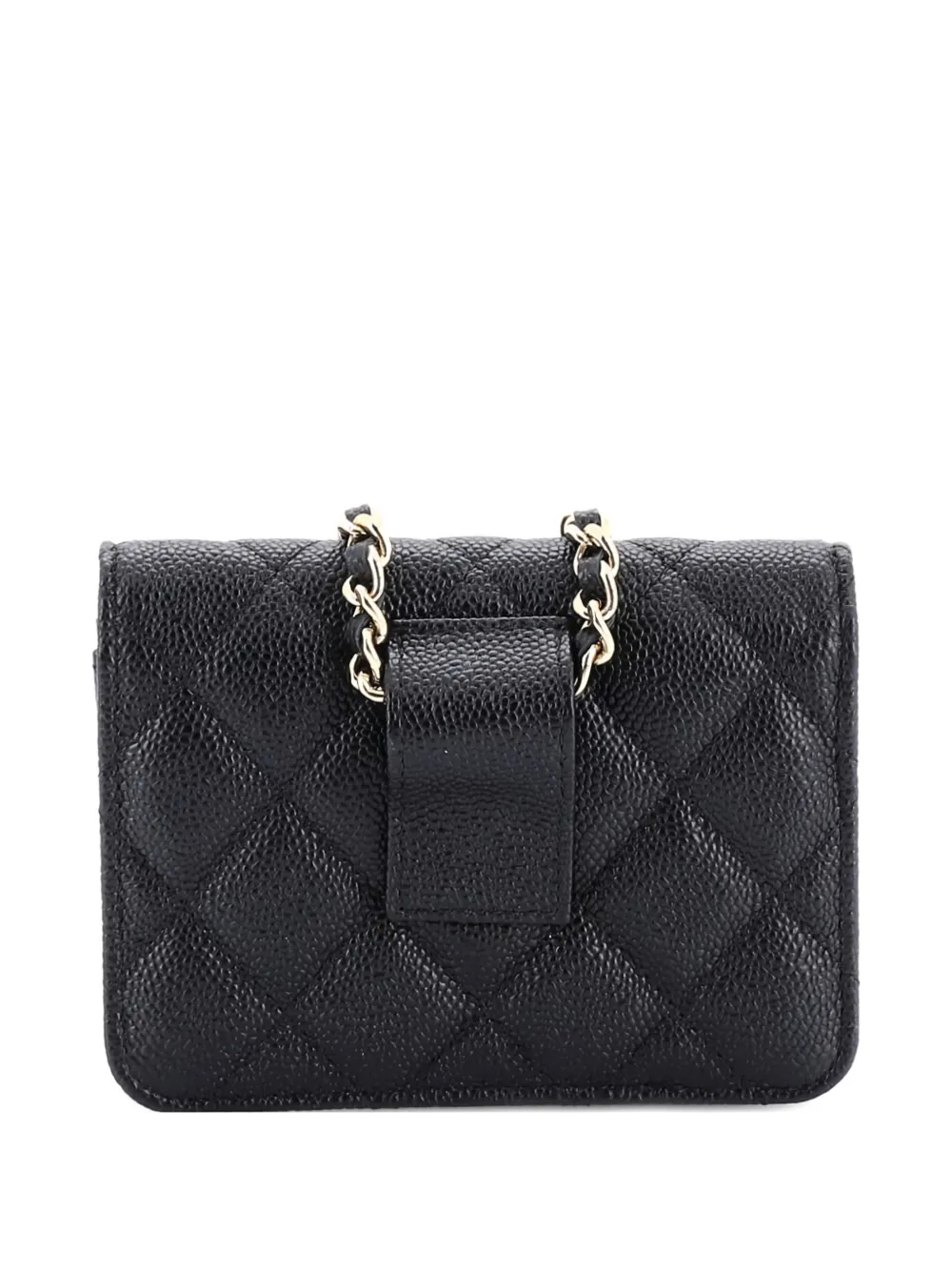 Pre-owned Chanel Cc Bow Belt Bag Quilted Caviar Mini Crossbody Bag In Black