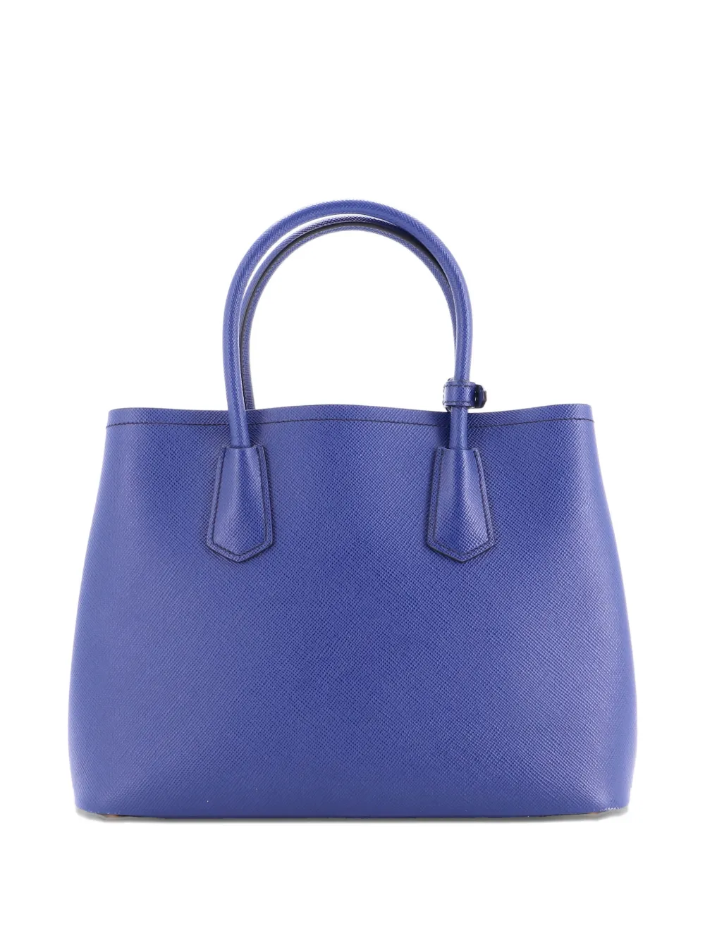 Pre-owned Prada Cuir Double Saffiano Leather Medium Tote Bag In Blue