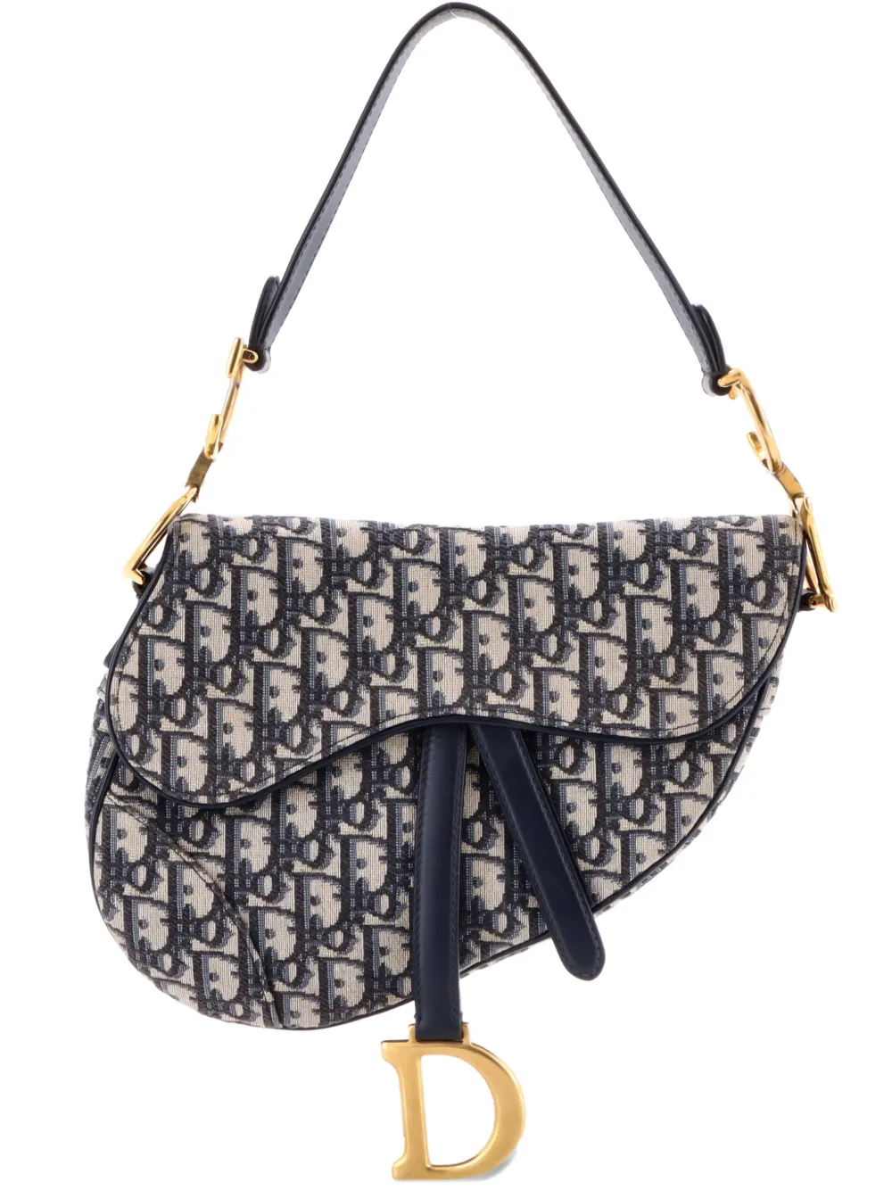 Christian Dior Pre-Owned Saddle Handbag Oblique Canvas Medium shoulder bag - Blu