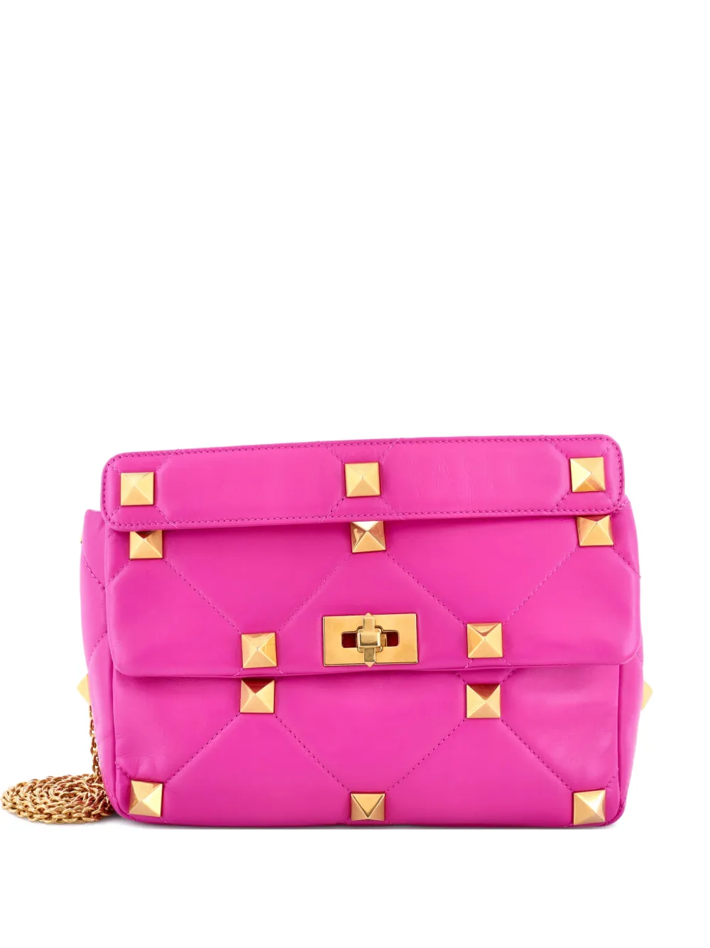 Valentino Garavani Pre-Owned Roman Stud Flap Bag Quilted Leather Large crossbody bag - Viola