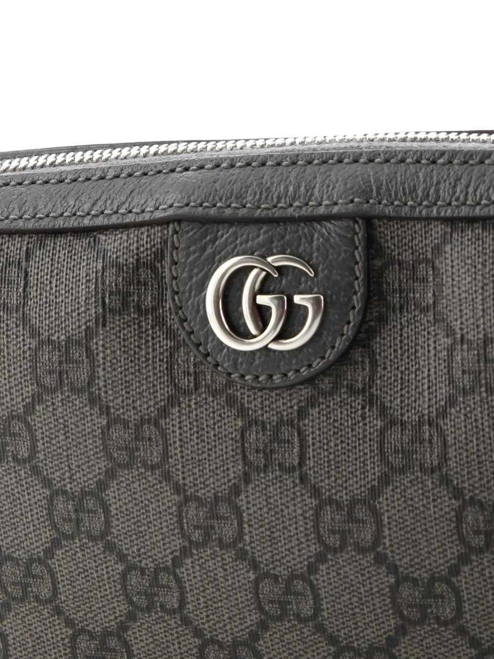Pre-owned Gucci Ophidia Zip Wristlet Shoulder Bag Gg Coated Canvas Small Crossbody Bag In Gray