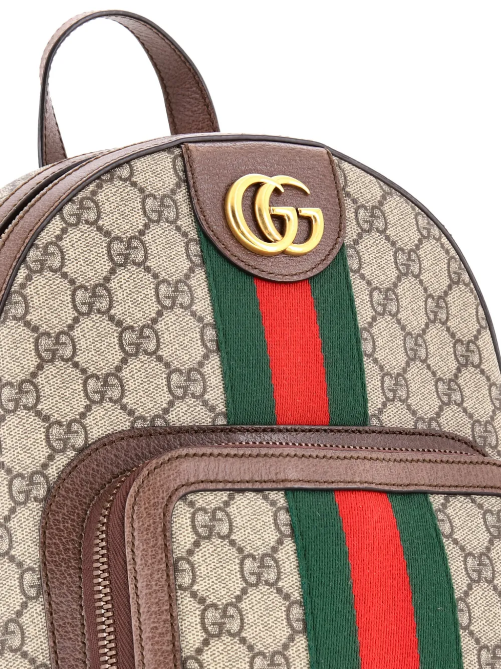 Pre-owned Gucci Ophidia Gg Coated Canvas And Leather Small Backpack In Brown
