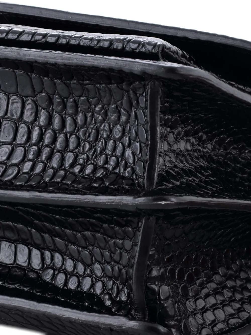 SAINT LAURENT Pre-owned Sunset Crocodile Embossed Leather Large Crossbody Bag In Black