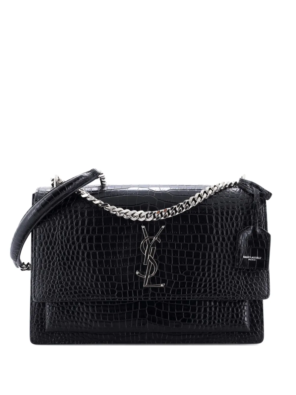 Saint Laurent Pre-Owned Sunset Crocodile Embossed Leather Large crossbody bag - Nero