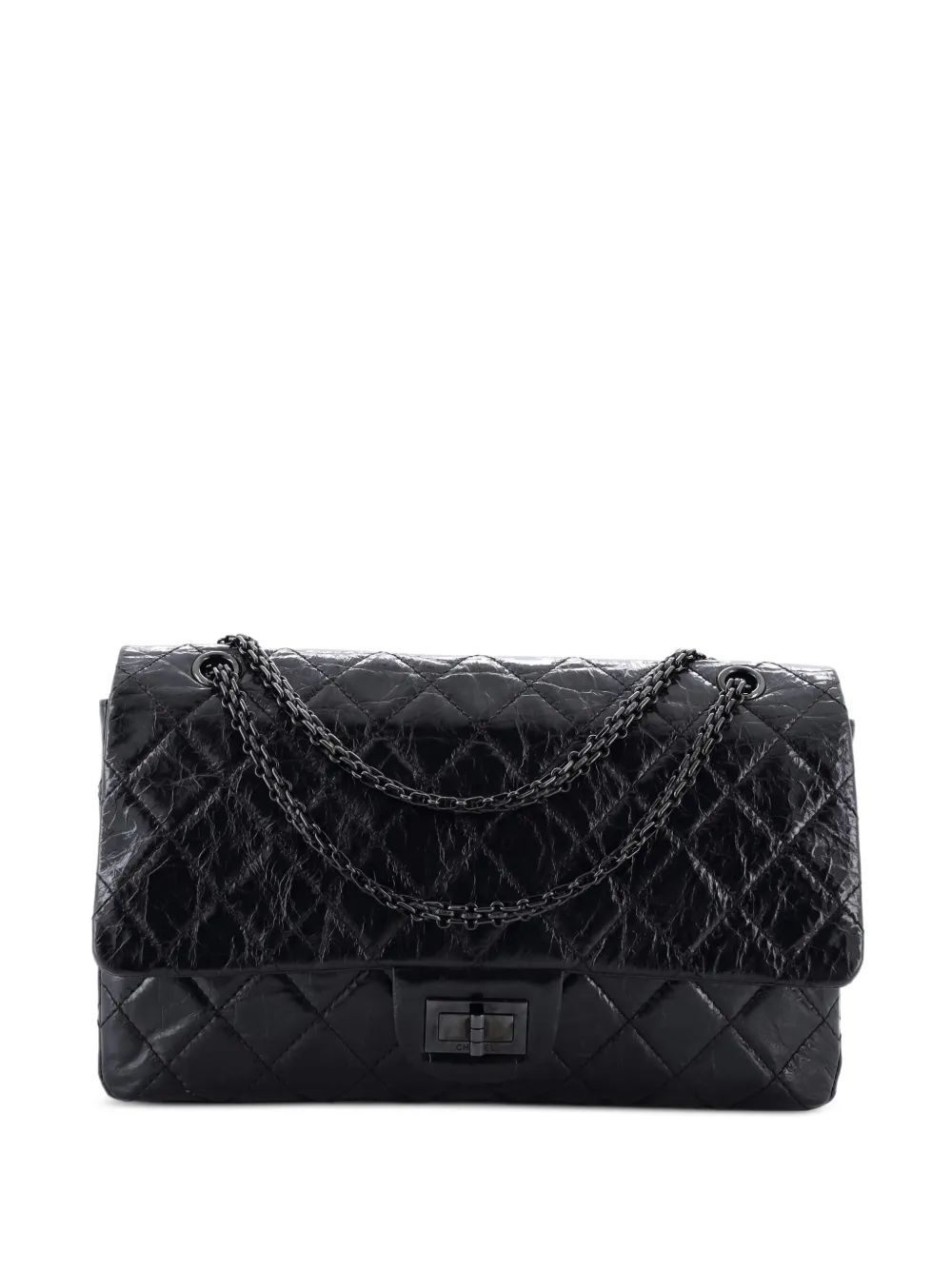 CHANEL Pre-Owned So Black Reissue 2.55 Flap Bag Quilted Glazed Calfskin 226 shoulder bag - Nero