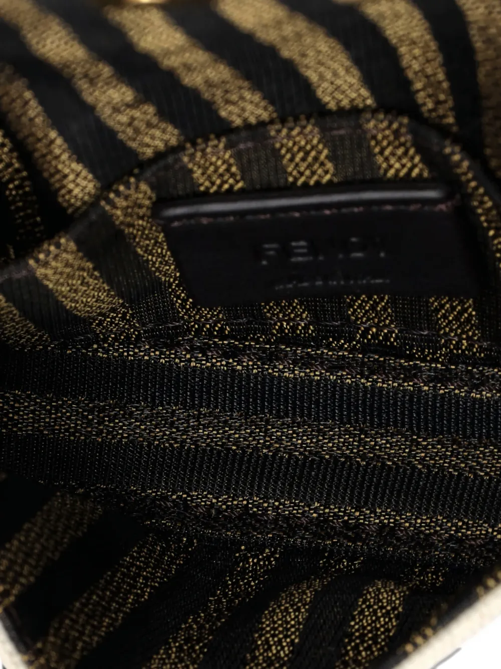 FENDI Pre-owned Chain Baguette Charm Bag Zucca Embroidered Canvas Nano Crossbody Bag In Multi