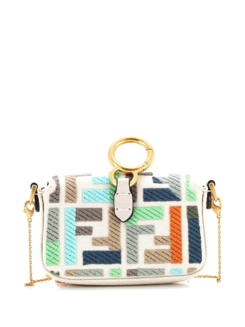 Fendi Pre-Owned Chain Baguette Charm Bag Zucca Embroidered Canvas Nano crossbody bag | Pre-Owned | Image 2