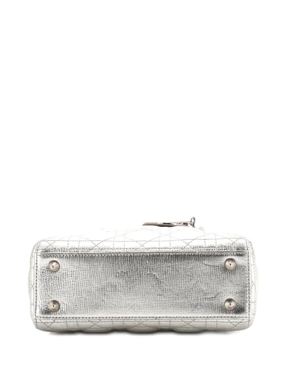 Pre-owned Dior My Lady  Bag Cannage Quilted Leather Satchel In Silver