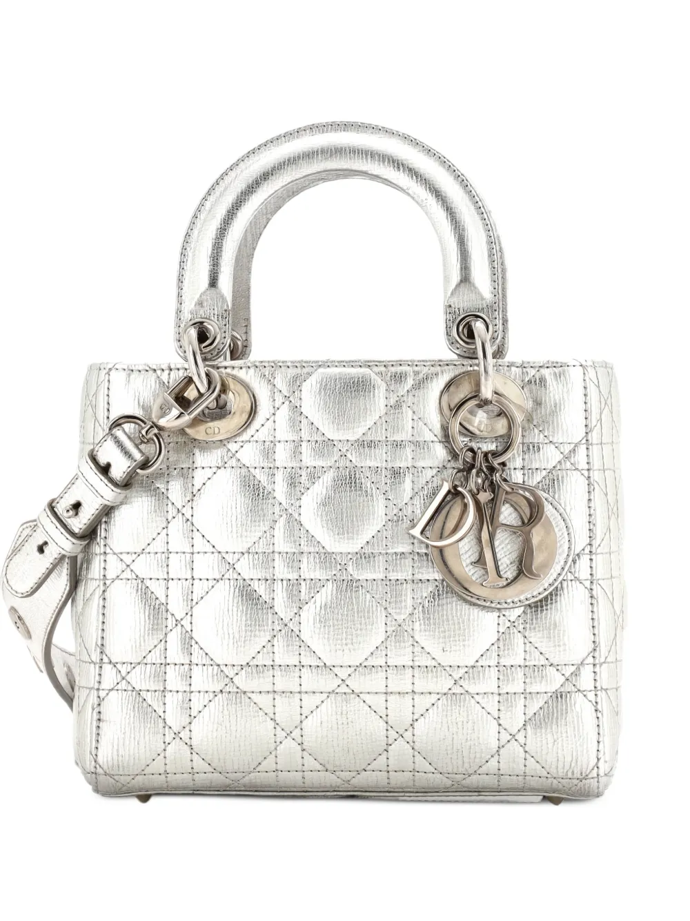 Christian Dior Pre-Owned My Lady Dior Bag Cannage Quilted Leather satchel - Argento