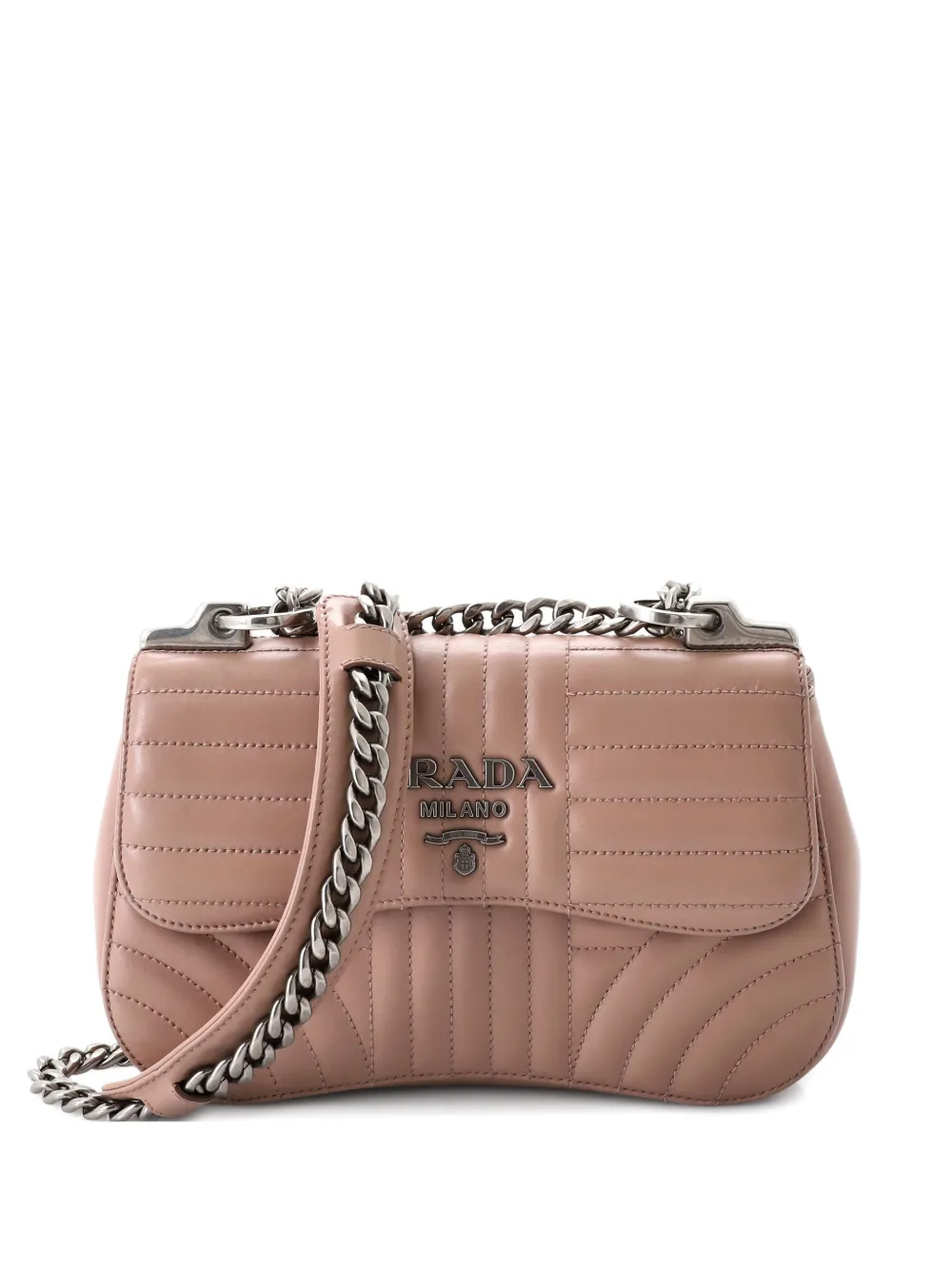 Prada Pre-Owned Curved Flap Chain Diagramme Quilted Leather Small shoulder bag - Rosa