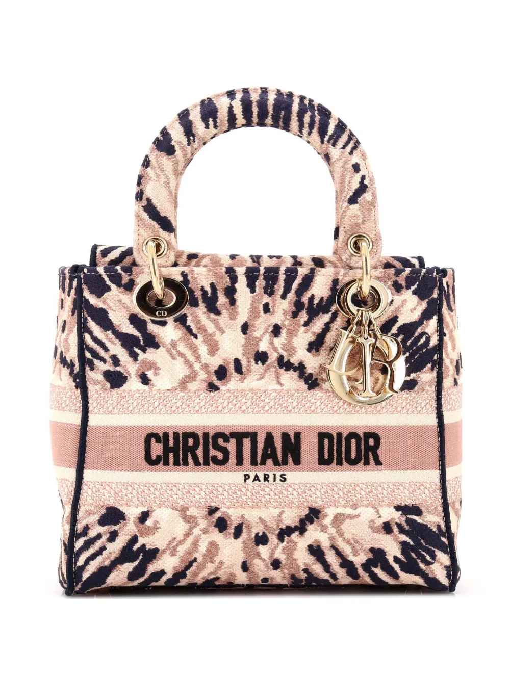 Christian Dior Pre-Owned Lady D-Lite Bag Embroidered Canvas Medium satchel - Blu