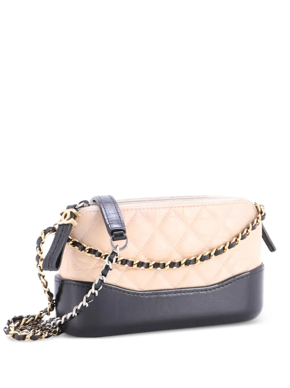 CHANEL Pre-Owned Gabrielle Double Zip with Chain Quilted Aged Calfskin clutch bag - Toni neutri