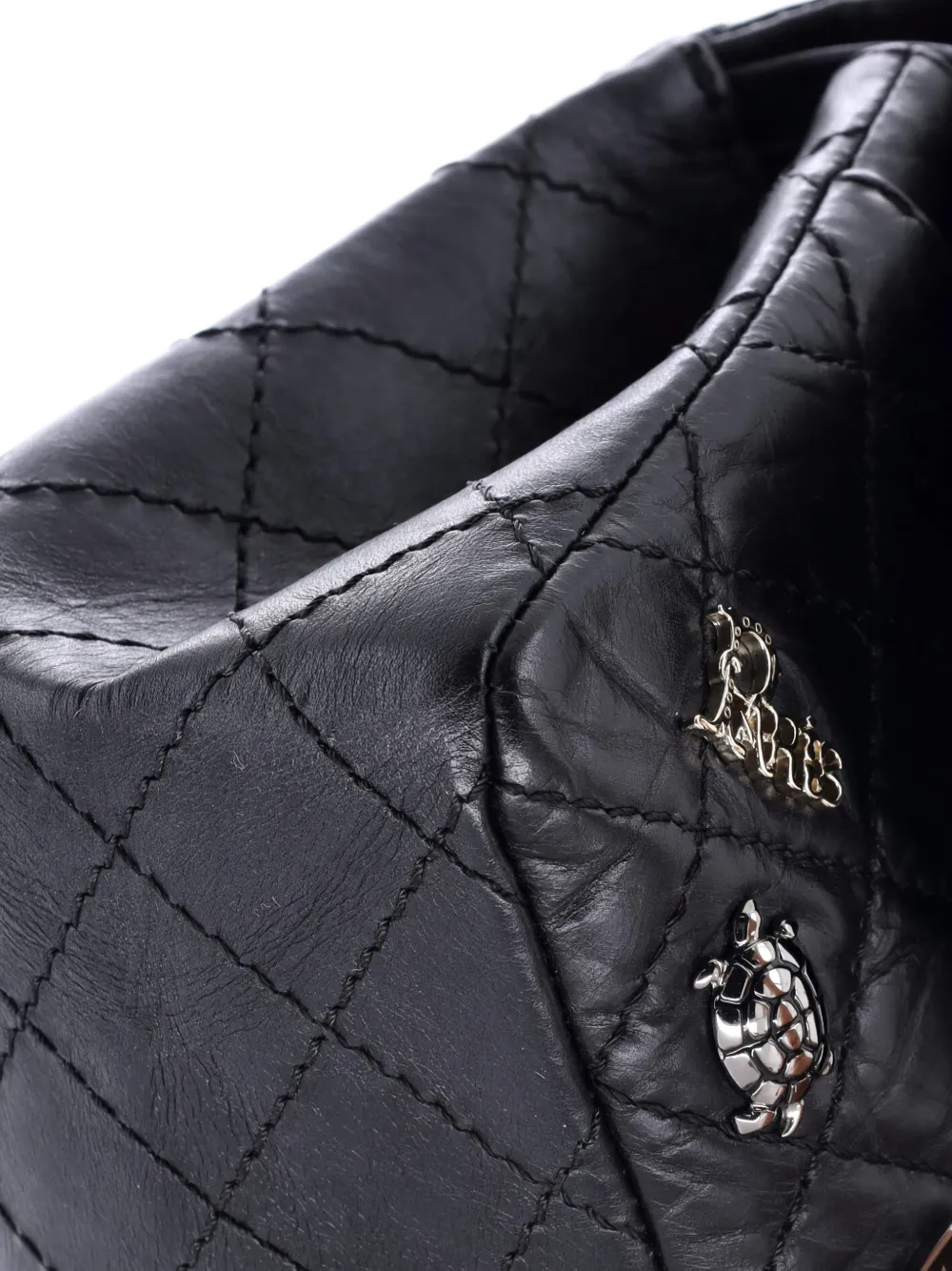 Pre-owned Chanel Lucky Charms Reissue 2.55 Flap Bag Quilted Aged Calfskin 225 Shoulder Bag In Black