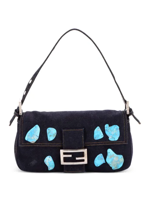 Fendi Pre-Owned Baguette Schultertasche aus Denim mit Verzierung