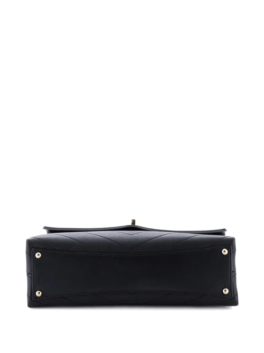 Pre-owned Chanel Coco Chevron Flap Bag Stitched Calfskin Small Shoulder Bag In Black