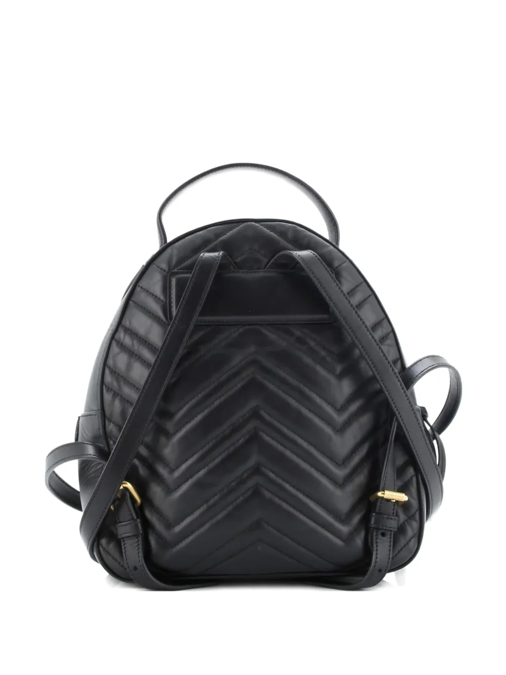 Pre-owned Gucci Gg Marmont Matelasse Leather Small Backpack In Black