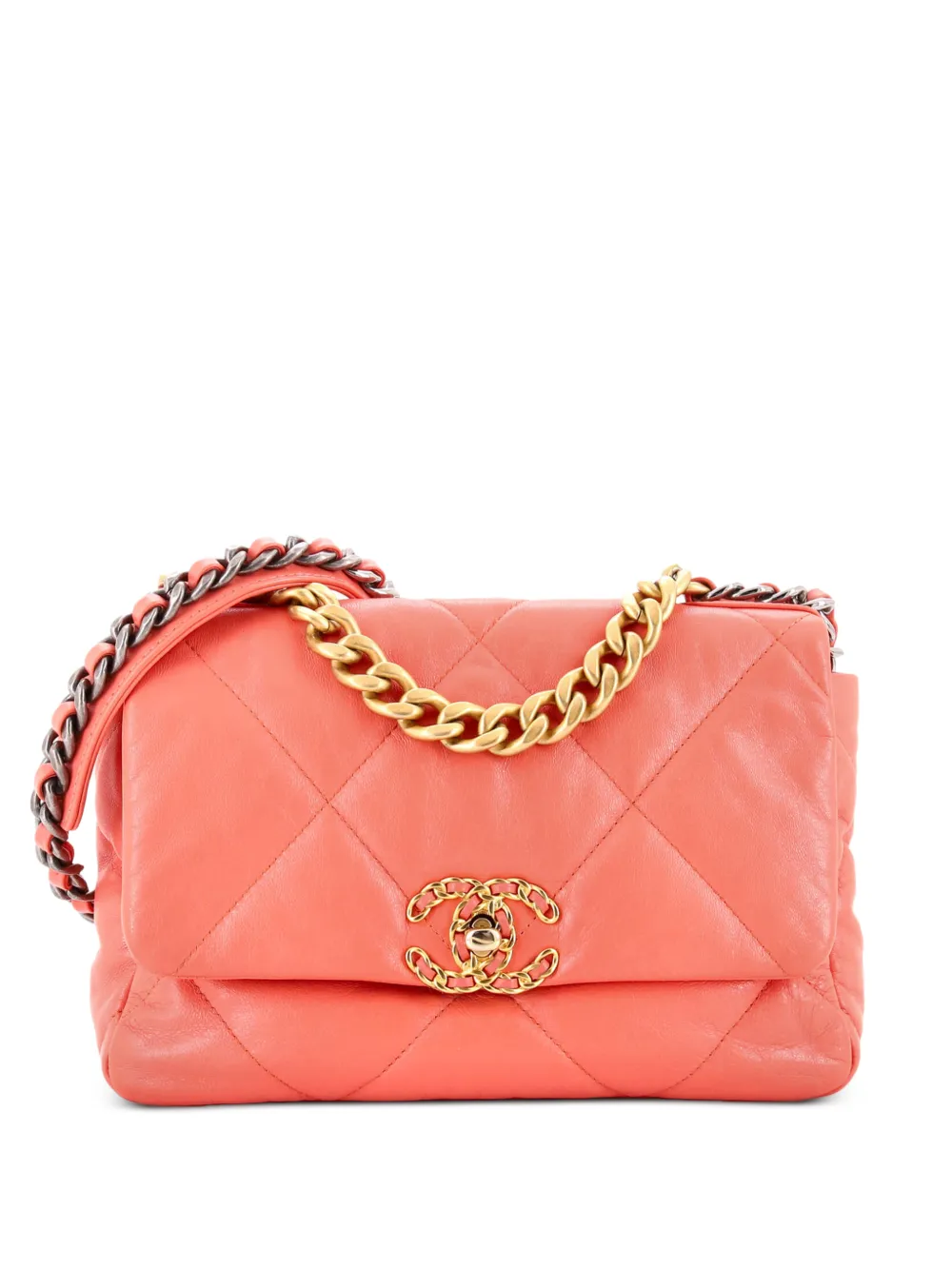 CHANEL Pre-Owned 19 Flap Bag Quilted Leather Medium crossbody bag - Rosa